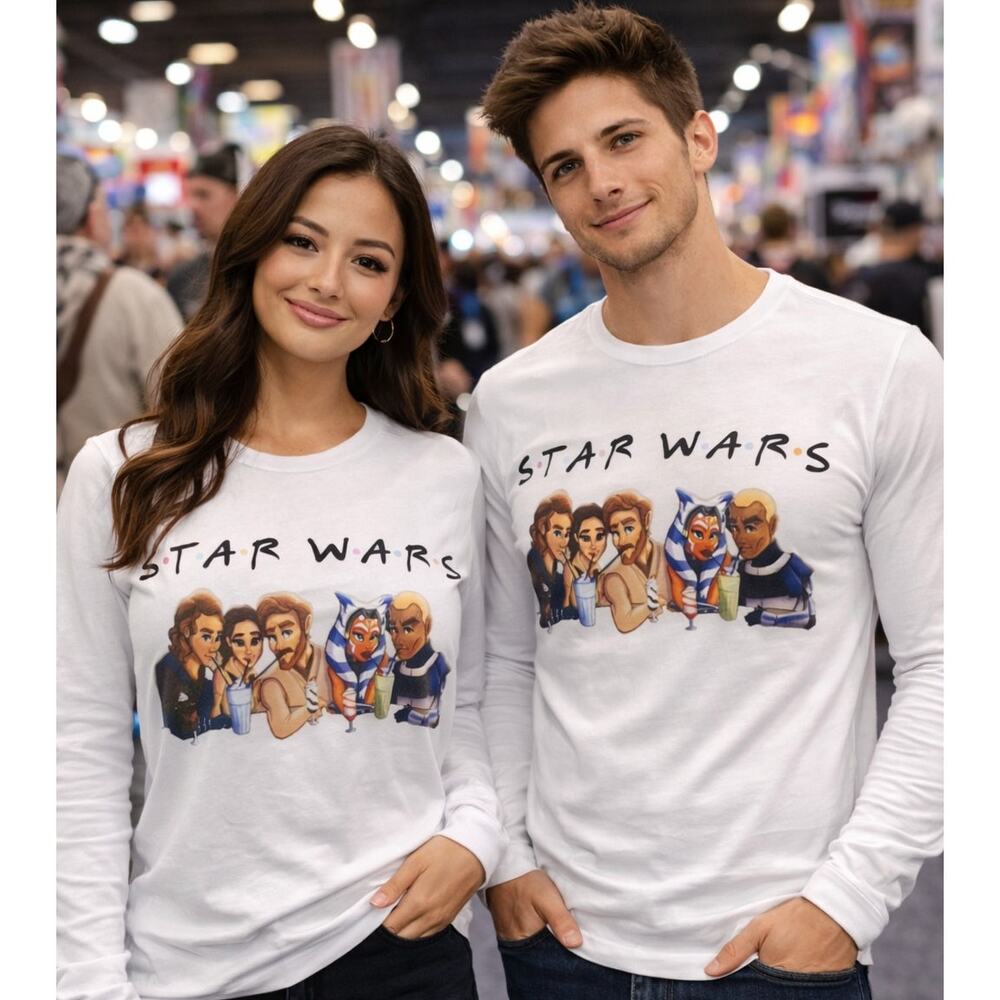 Star Wars FRIENDS Crossover Long Sleeve Shirt Bella+Canvas Airlume Jersey Size M